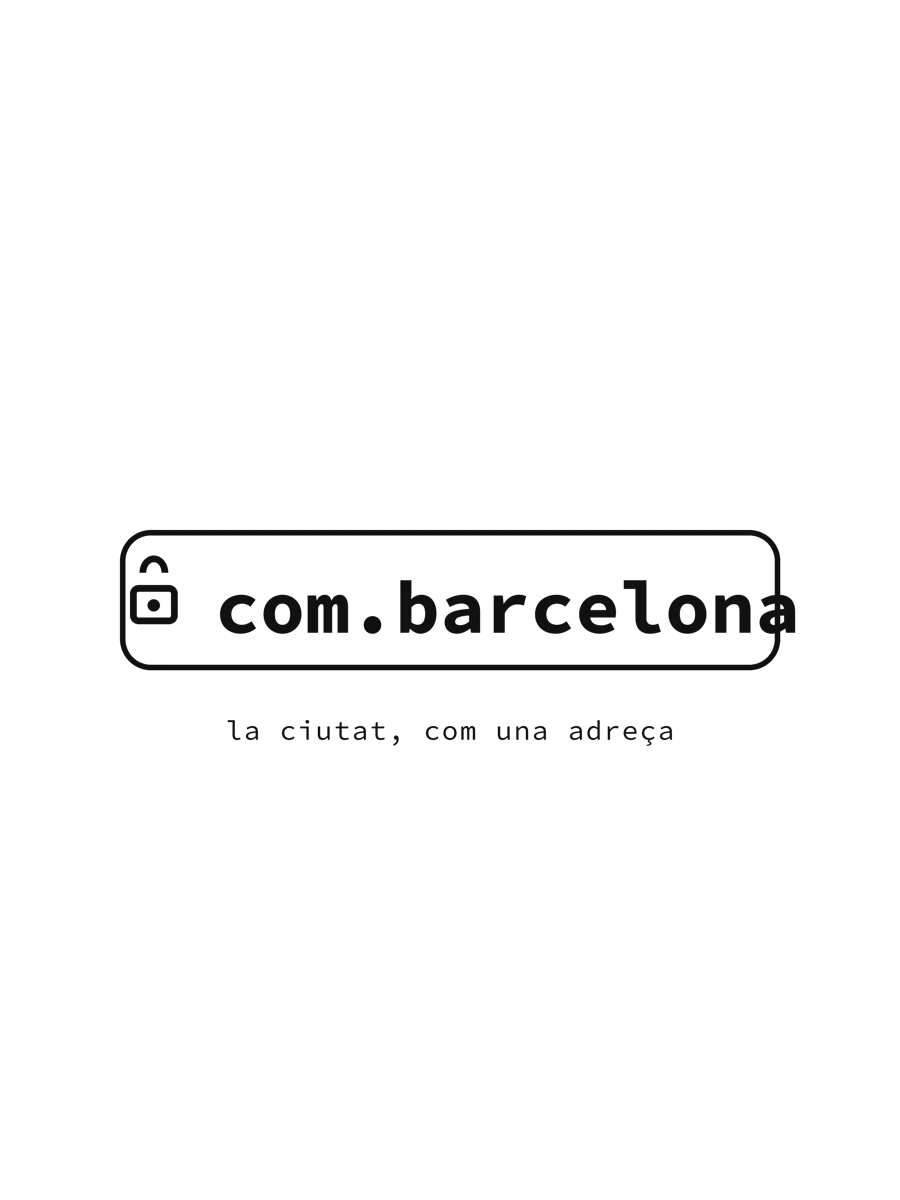Diseño con el texto com.barcelona dentro de una barra de navegador redondeada con un candado a la izquierda